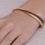 Load image into Gallery viewer, BNN68618C. 14K Solid Gold Brown and White Diamonds Twisted Bangle