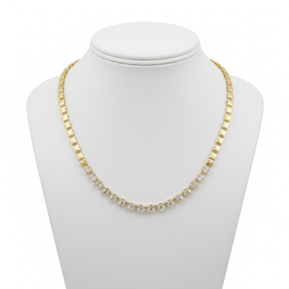 NFP71428. 14K Solid Gold Diamond Baguette Squares Necklace