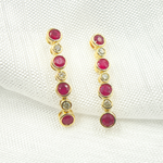 Load image into Gallery viewer, 14K Solid Gold Diamond &amp; Ruby Dangle Earrings. EFD52175RU
