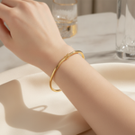 Load image into Gallery viewer, Bangle27. 14K Gold Smooth Hollow Bangle Bracelet