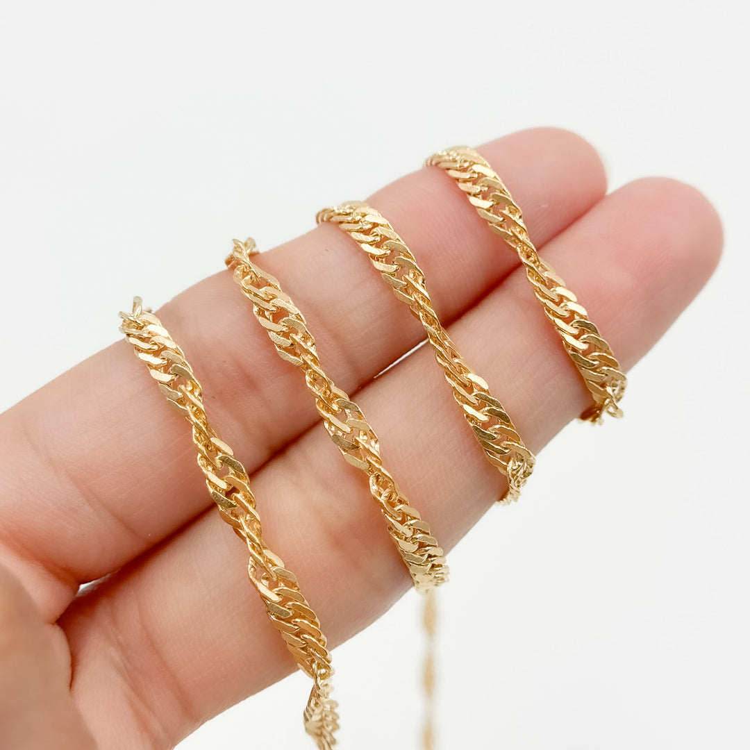 V319GF. 14K Gold Filled Twisted Singapore Unfinished Chain