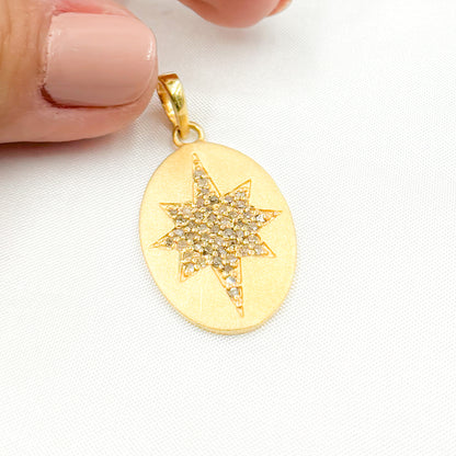 DP585. Diamond Sterling Silver Oval Star Pendant