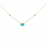 Load image into Gallery viewer, NT407401. 14K Solid Gold Rectangular Turquoise Fancy Tiny Necklace