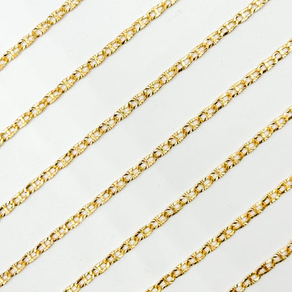 V314GF. 14K Gold Filled Diamond Cut Flat Marina Link Chain