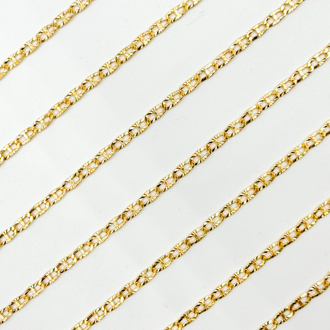 V314GF. 14K Gold Filled Diamond Cut Flat Marina Link Chain