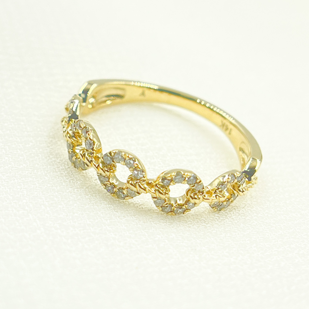 14K Solid Gold Circles Diamond Ring. RAD01203