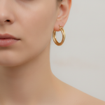 Load image into Gallery viewer, 15850019628. 14K Solid Gold Fancy Twist Double Hollow Hoop Earrings