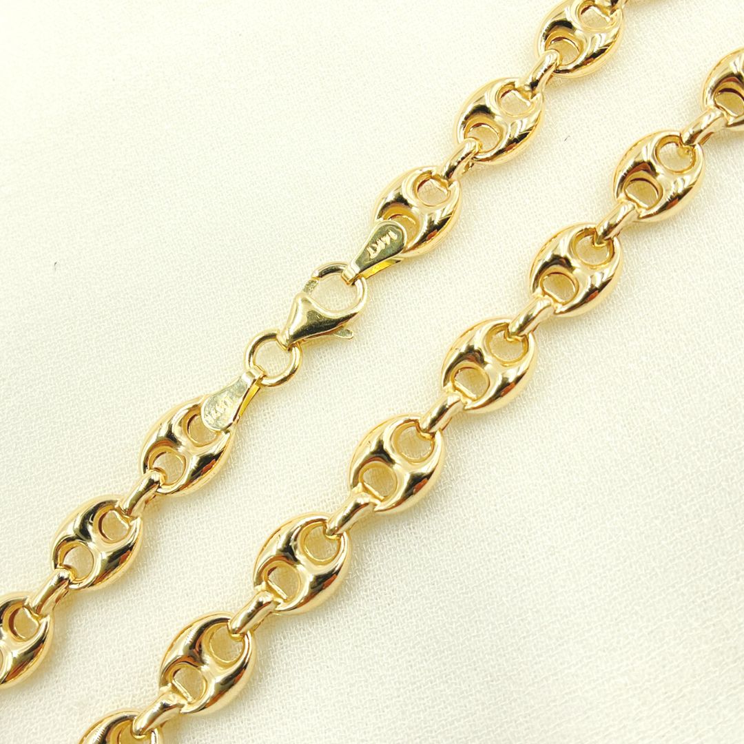 14K Solid Yellow Gold Marina Style Link Chain