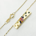 Load image into Gallery viewer, 14K Solid Gold Diamond and Multi Sapphire Bar Necklace. NT404694
