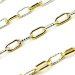 Load image into Gallery viewer, 3106PZXESS+GF. 14k Gold Filled Smooth and Silver Textured Paperclip Link Chain
