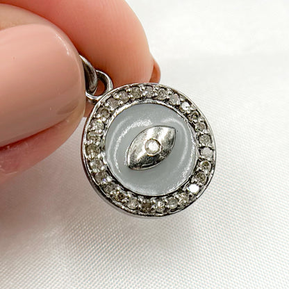 Shop Now Sterling Silver Round Eye Enamel Charm