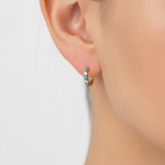 Load image into Gallery viewer, EHG56555. 14k Solid Gold Gemstone and Diamond Hoops