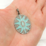 Load image into Gallery viewer, DP507A. Diamond Sterling Silver Oval Star Enamel Pendant
