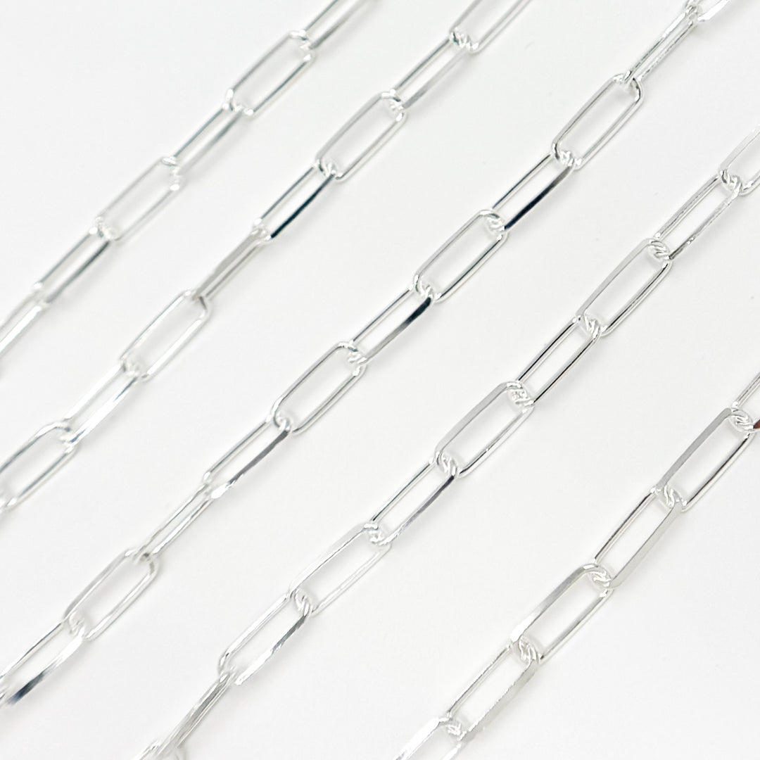 Y58DSS. Sterling Silver Diamond Cut Paperclip Chain