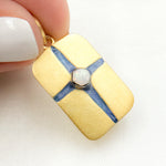 Load image into Gallery viewer, DSP076A. Sterling Silver Rectangle Enamel Pendant with Gemstone
