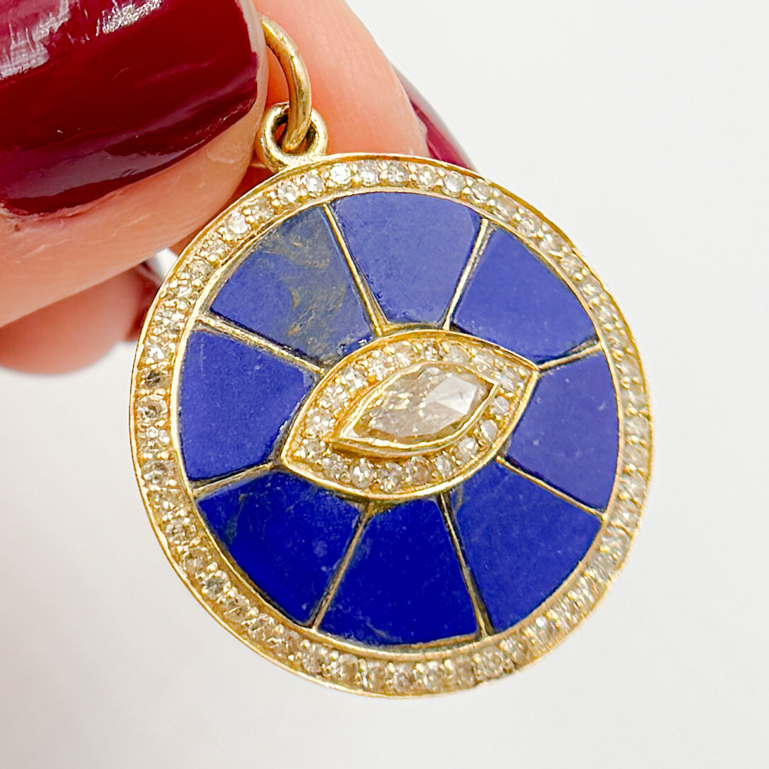 KG83. 14K Solid Gold Round Eye Pendant