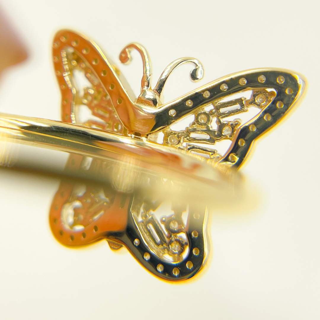 14K Solid Gold Butterfly Diamond Ring. RFH17476