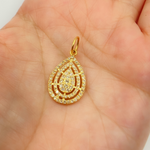 Load image into Gallery viewer, 14K Solid Gold Drop Charm with Diamonds. GDP145
