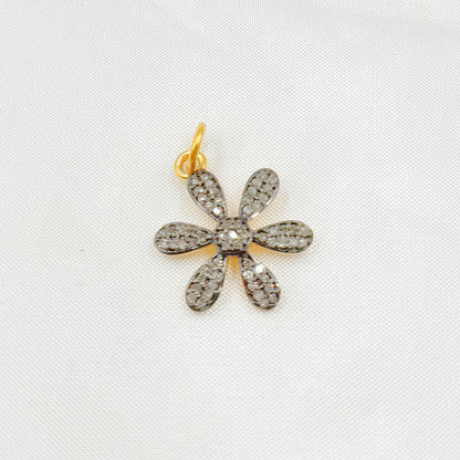 DC449. Diamond Sterling Silver Flower Pendant