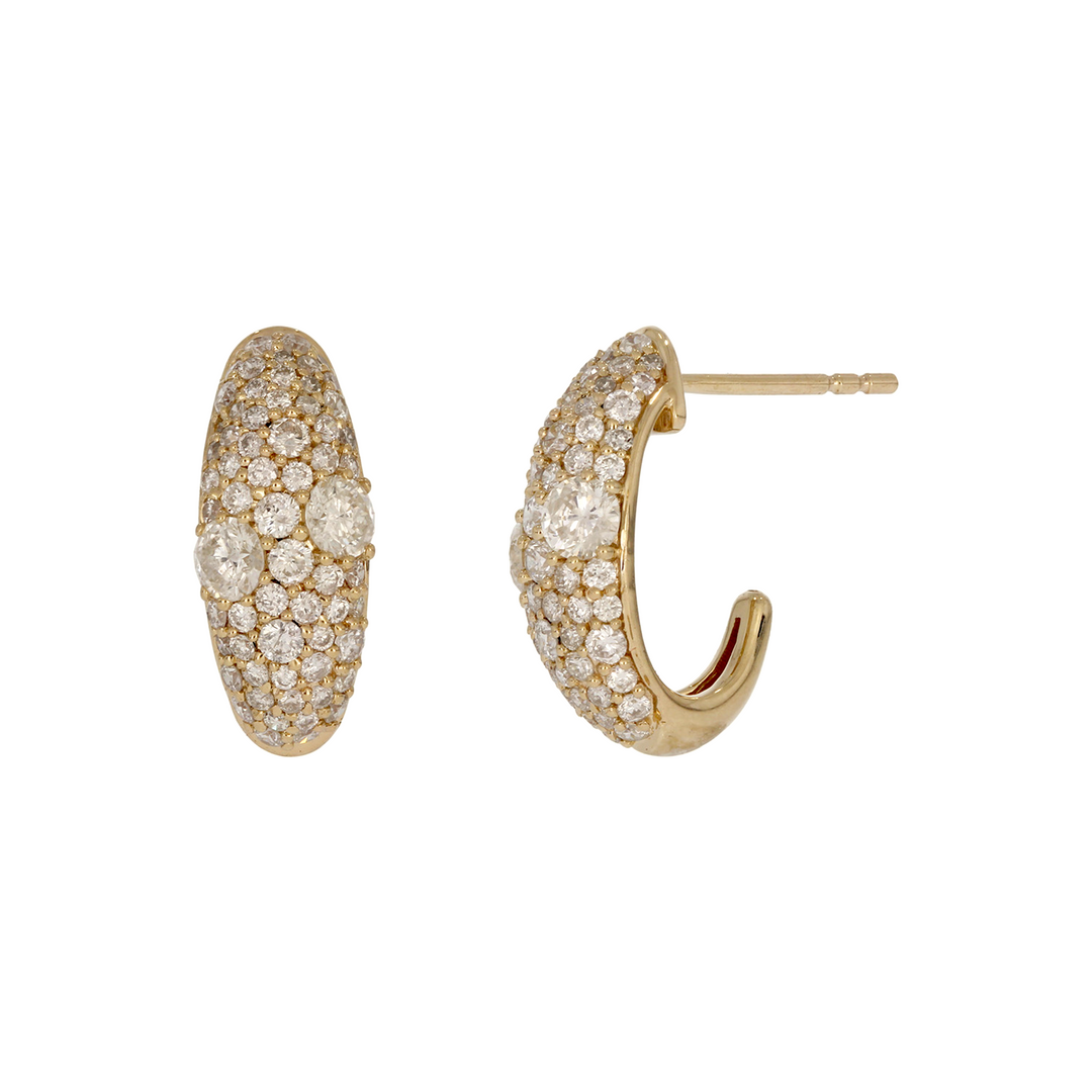 EFL54138. 14k Solid Gold Diamond Horn Studs Earrings