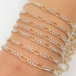 Load image into Gallery viewer, 3331CTT. Gold Filled and Sterling Silver Long and Short Curb Link Chain