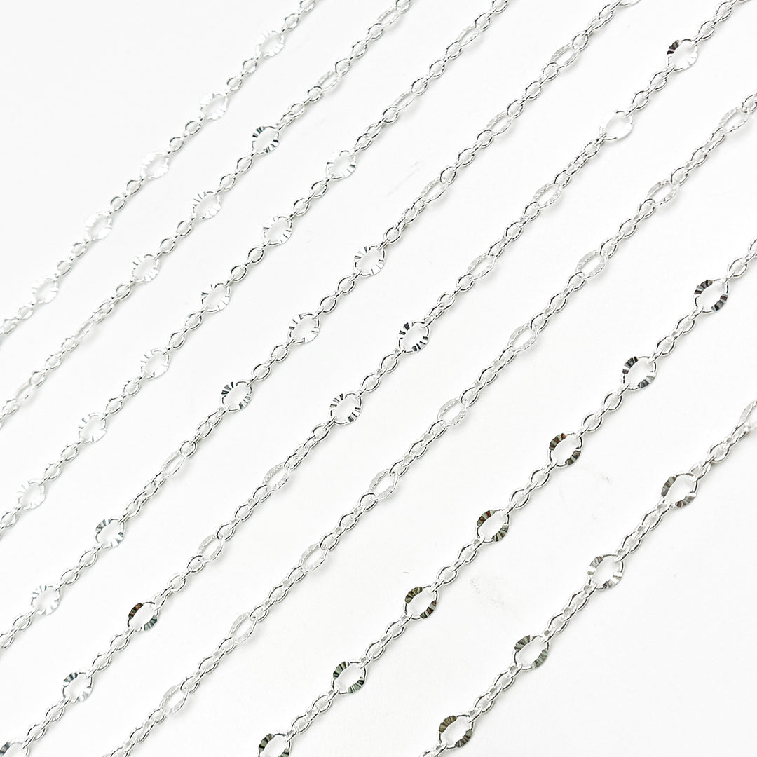 V304SS. Sterling Silver Cable and Diamond Cut Marina Link Chain