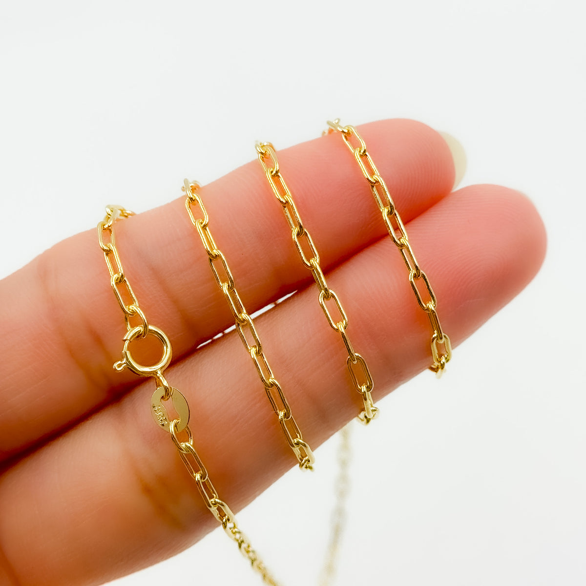 058FLCL218K. 18K Solid Yellow Gold Paperclip Link Chain