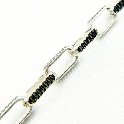 Rhodium and 925 Sterling Silver Paperclip Chain