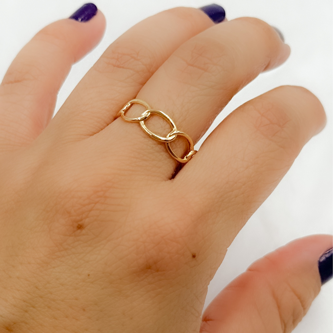 14k Solid Gold Chain Ring. GDR219