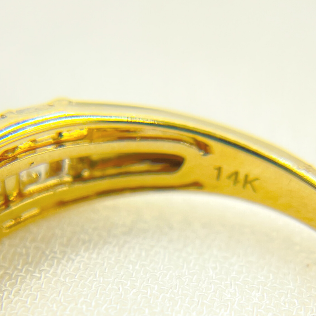 14K Solid Yellow Gold Diamond Band Ring. RAK01366