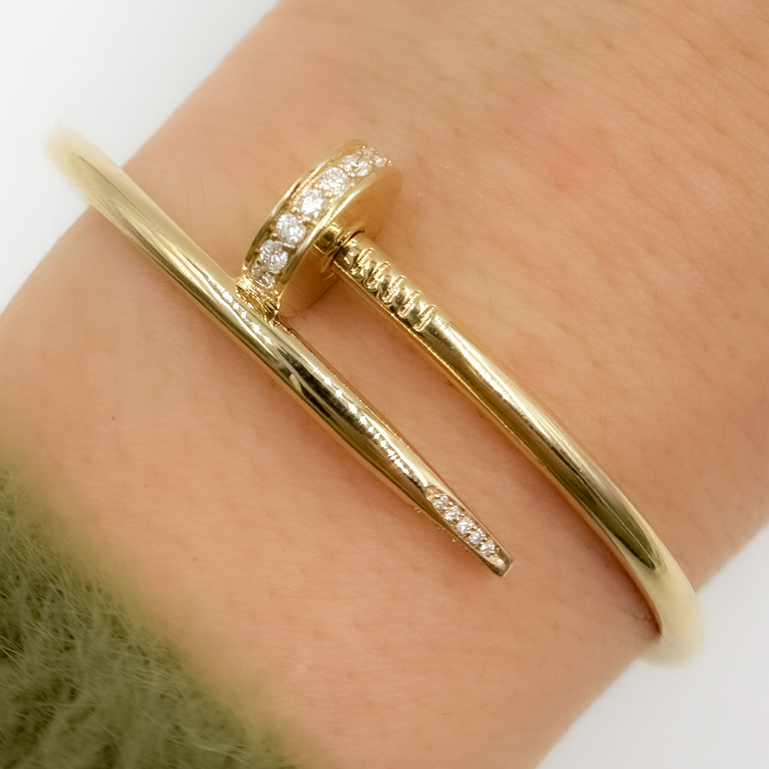 BNH68140. 14K Solid Gold Diamond Fancy Bangle
