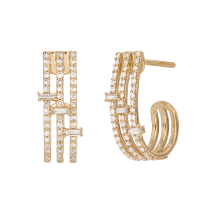 DER00415. 14k Solid Gold Diamond Stud Earrings