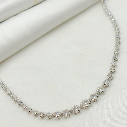 NFS70576. 14K Solid White Gold Diamond Necklace