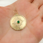 Load image into Gallery viewer, 14K Solid Gold Diamond and Gemstone Round Charm. GDP245
