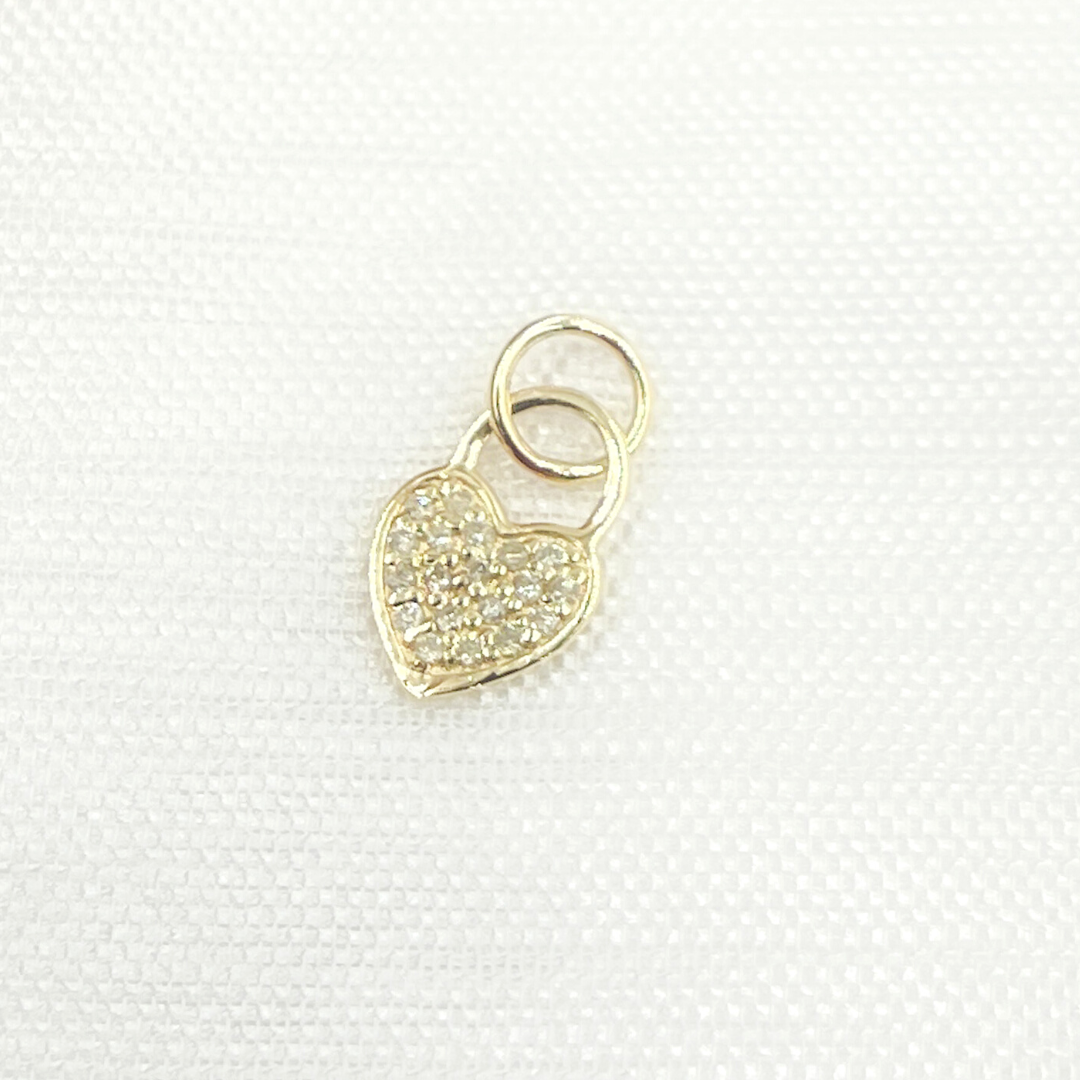 14K Solid Gold Diamond Heart Charm. GDP447