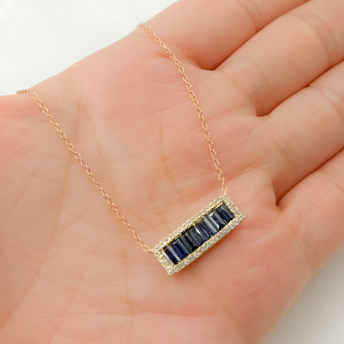 NFN71044. 14k Solid Gold Diamond & Gemstone Necklace