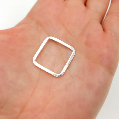SS3SS. 30MM White Sterling Silver Brushed Square Connector
