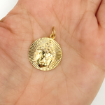 Load image into Gallery viewer, 14K Solid Gold with Diamonds Circle Shape with Buddha Charm. GDP73
