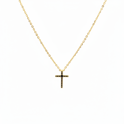 PCA44454. 14k Solid Gold Diamond Cross Necklace