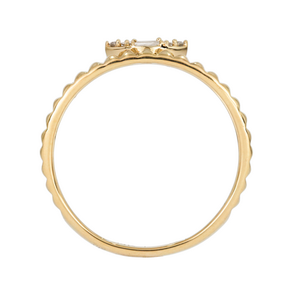 14K Solid Gold Baguette Diamond Double Band Ring.