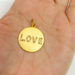 Load image into Gallery viewer, 14K Solid Gold Diamond Circle LOVE Charm. GDP84
