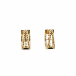 Load image into Gallery viewer, EHC57625. 14K Solid Yellow Gold Diamond Fancy Hoop Earrings
