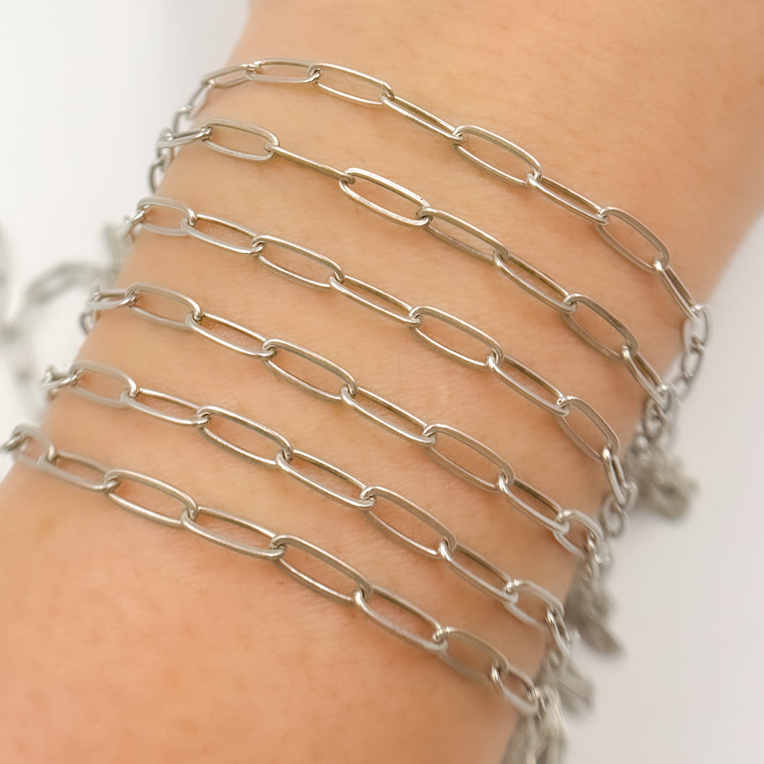 2903FOX. Oxidized Sterling Silver Flat Paperclip Chain