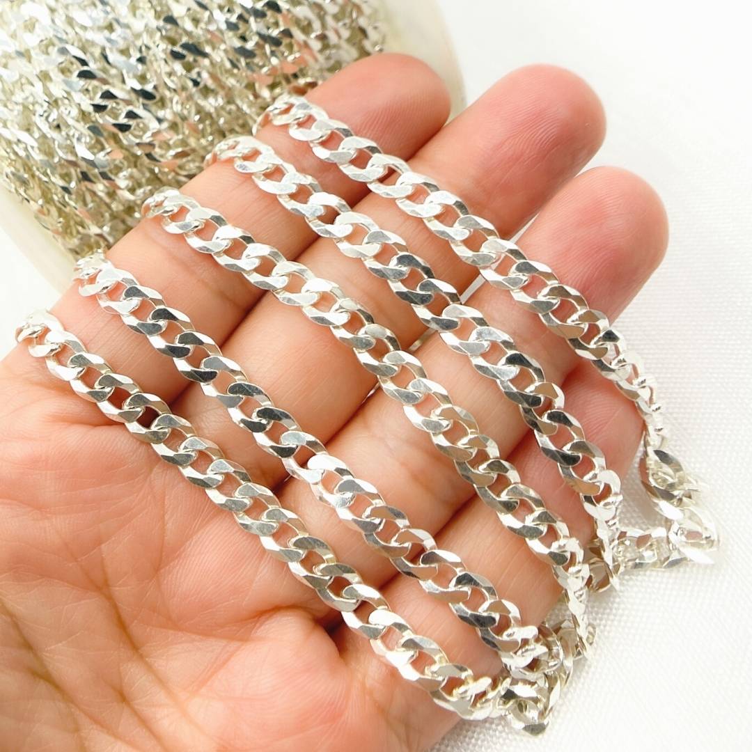 925 Sterling Silver Flat Curb Link Chain. Y73SS