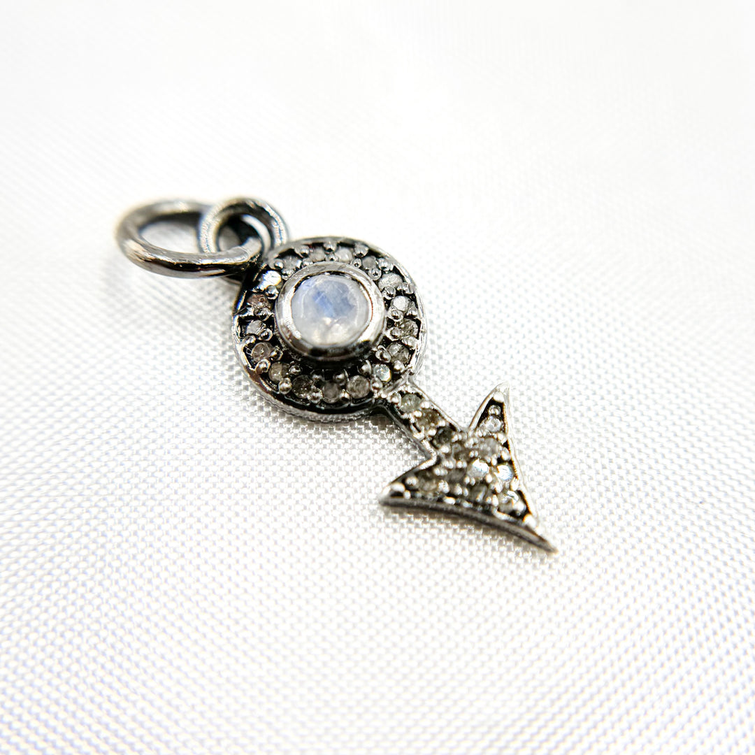 DC364. Diamond Silver Arrow Mini Charm with Gemstone