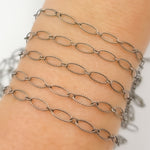 Load image into Gallery viewer, 790TWOX. Oxidized Sterling Silver Hammered Oval &amp; Smooth Round Link Chain
