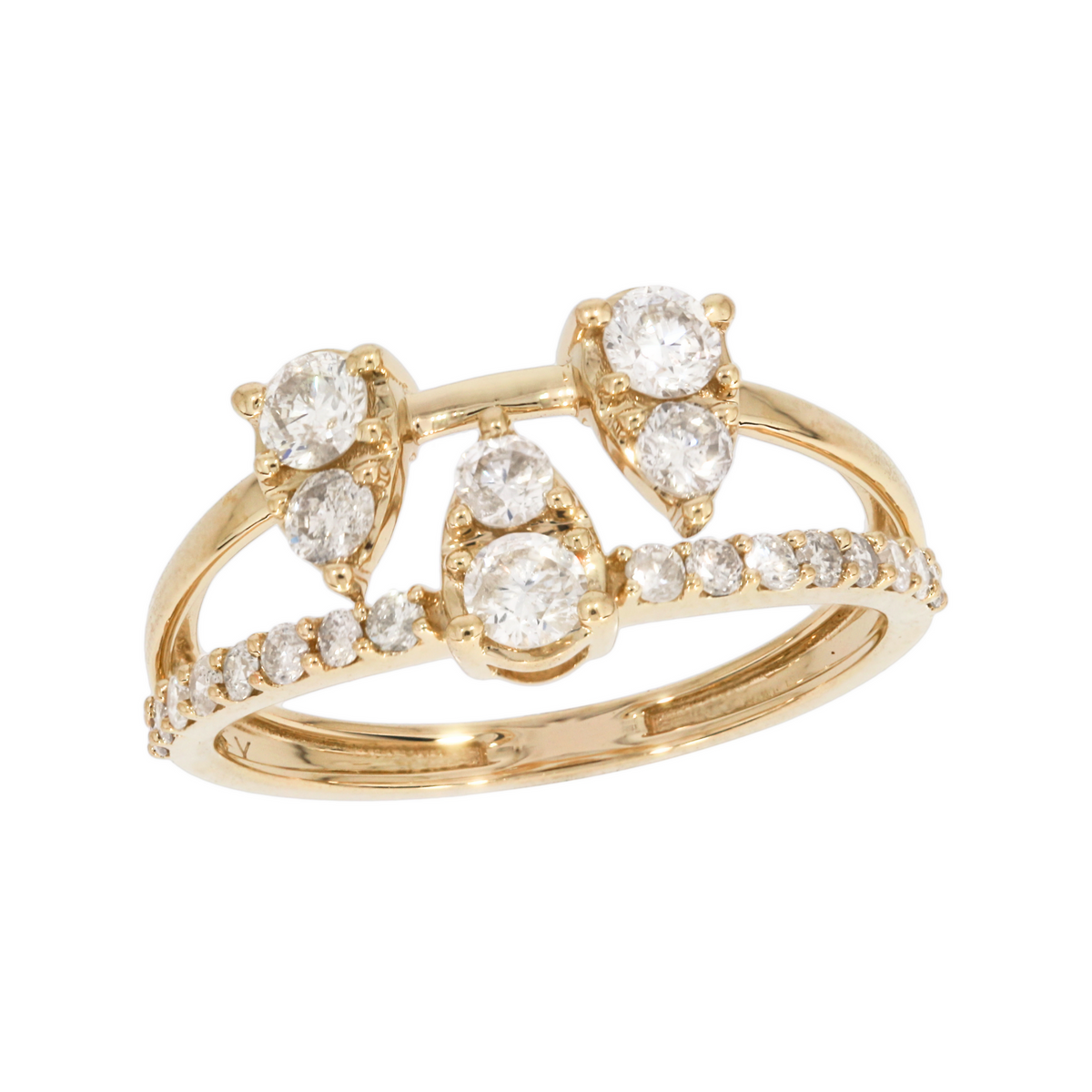 14K Solid Gold Pear Diamond Ring.