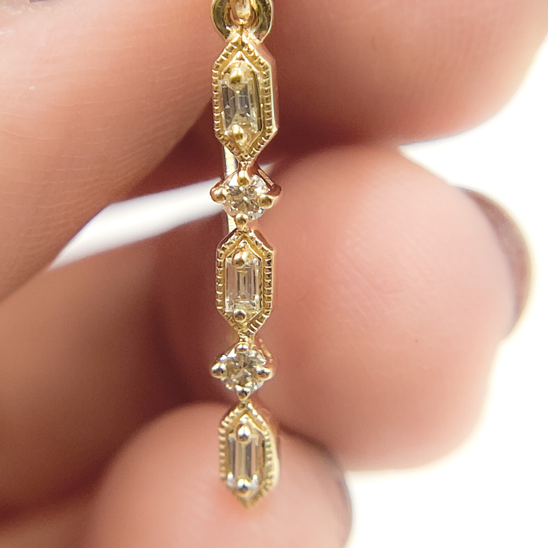 14K Solid Gold and Diamonds Threader Earrings. EFB52037BS