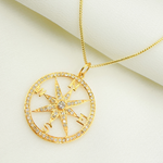 Load image into Gallery viewer, 14K Gold with Diamonds Compass Charm. GDP220
