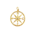 Load image into Gallery viewer, 14K Gold with Diamonds Compass Charm. GDP220
